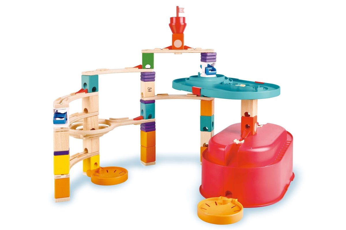 Hape Quadrilla Stack Track Marble Run Set 28pcs + 30 marbles - Premium for Kids in Qatar | Toysaro.com